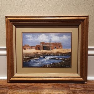 Original Watercolor Taos Painting 11x14 inch with Frame Art, with frame 19" x 23